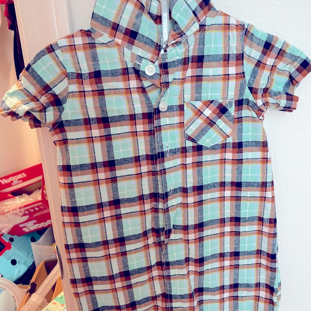 Toddler Boys Plaid Shirt Romper
